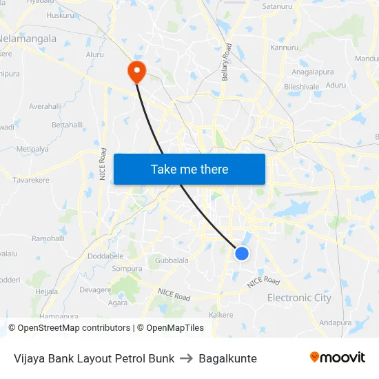 Vijaya Bank Layout Petrol Bunk to Bagalkunte map