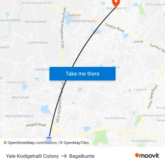 Yale Kodigehalli Colony to Bagalkunte map