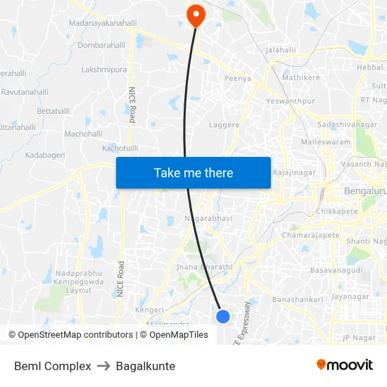 Beml Complex to Bagalkunte map