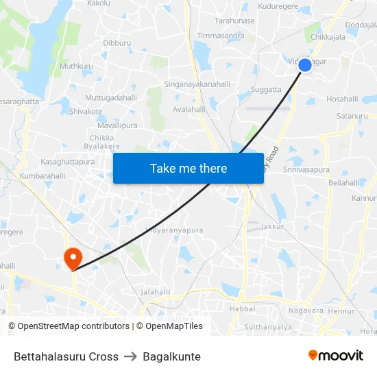 Bettahalasuru Cross to Bagalkunte map