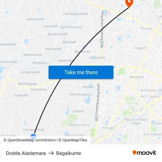 Dodda Aladamara to Bagalkunte map