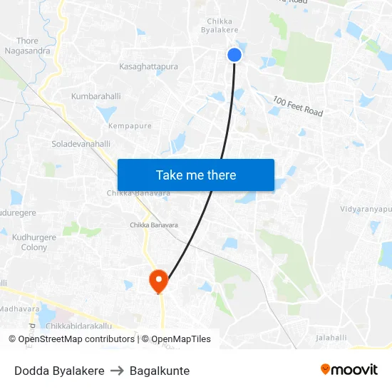 Dodda Byalakere to Bagalkunte map