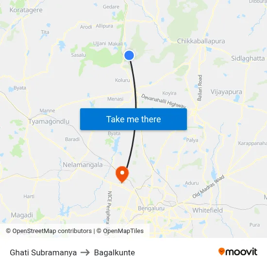 Ghati Subramanya to Bagalkunte map