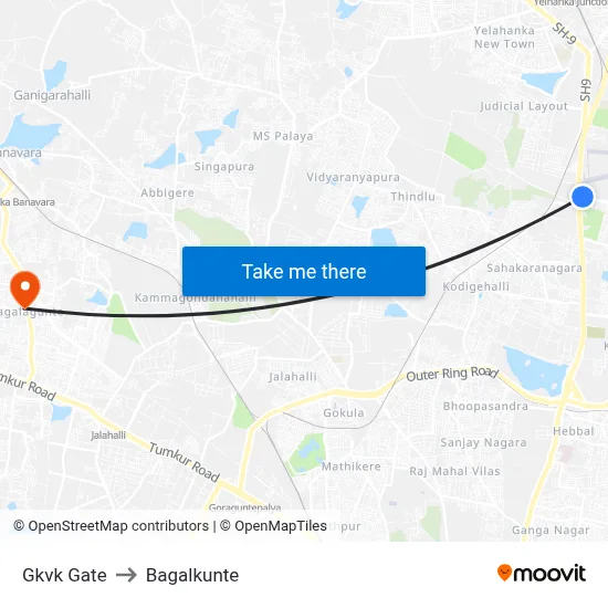 Gkvk Gate to Bagalkunte map