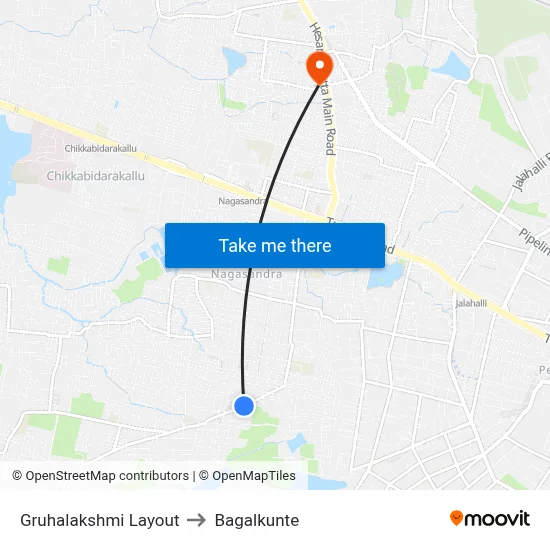 Gruhalakshmi Layout to Bagalkunte map