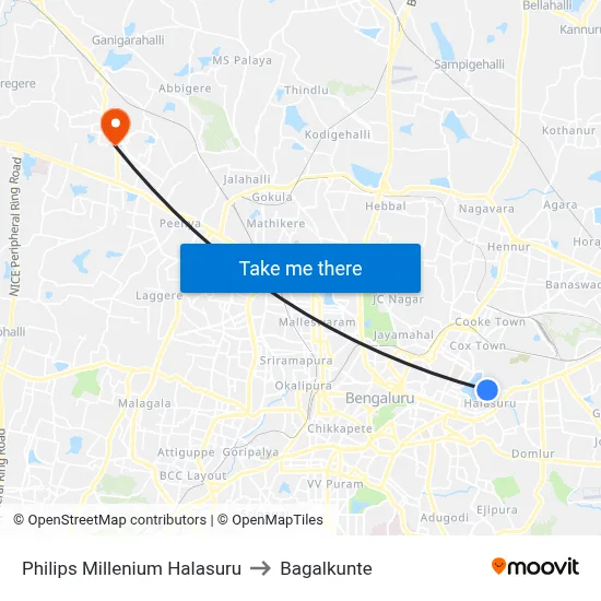 Philips Millenium Halasuru to Bagalkunte map