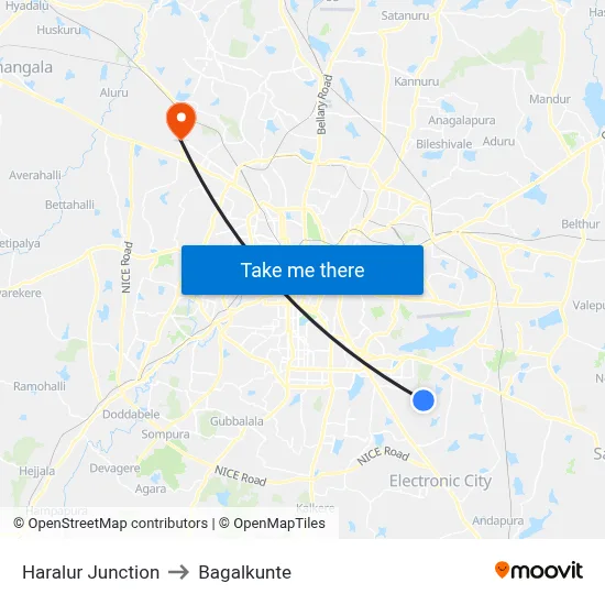Haralur Junction to Bagalkunte map