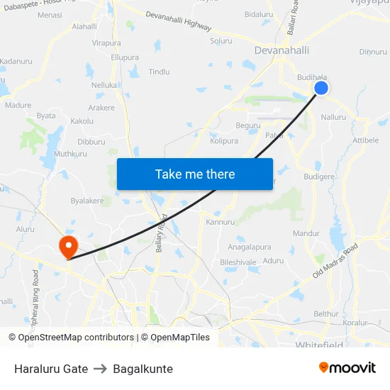 Haraluru Gate to Bagalkunte map