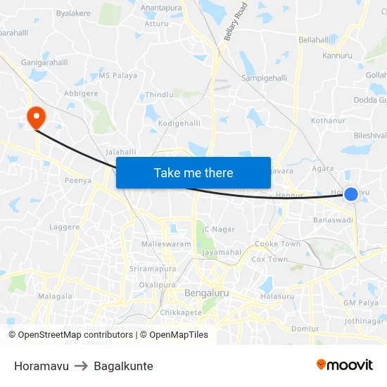 Horamavu to Bagalkunte map