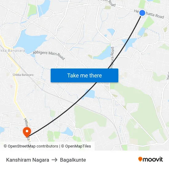 Kanshiram Nagara to Bagalkunte map