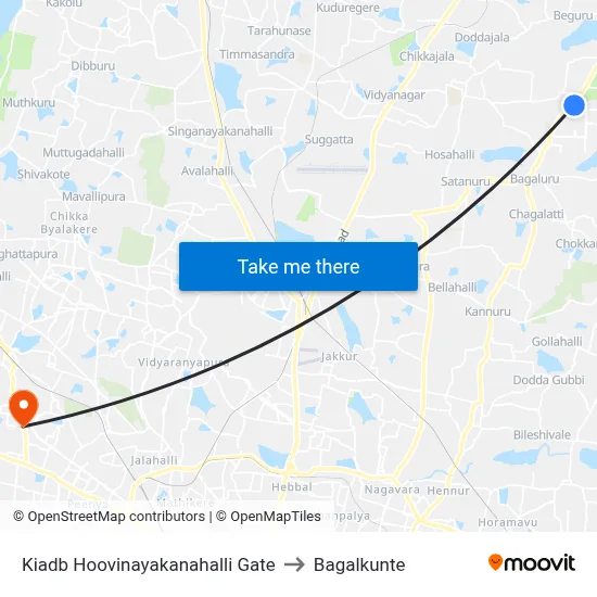 Kiadb Hoovinayakanahalli Gate to Bagalkunte map
