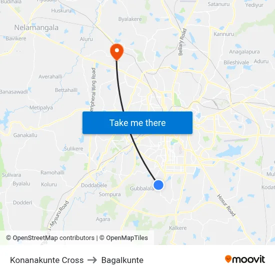 Konanakunte Cross to Bagalkunte map