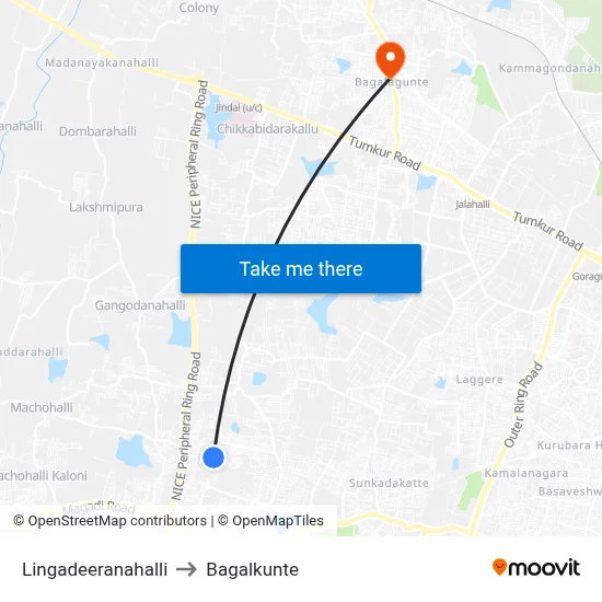 Lingadeeranahalli to Bagalkunte map