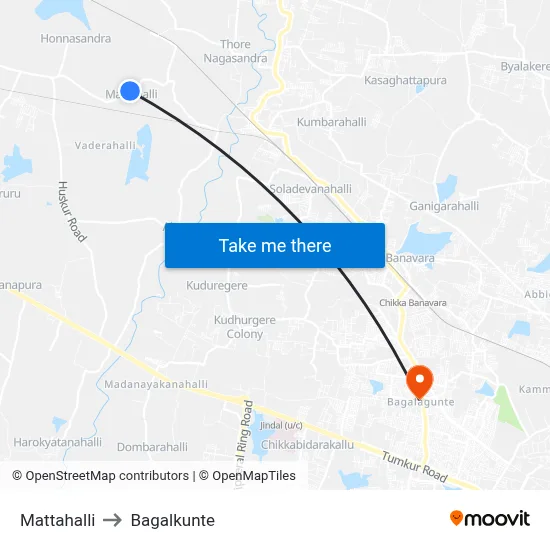 Mattahalli to Bagalkunte map