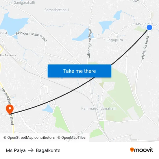 Ms Palya to Bagalkunte map