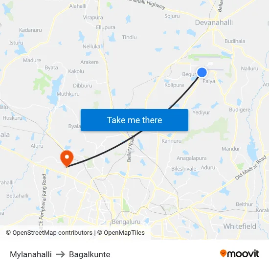 Mylanahalli to Bagalkunte map