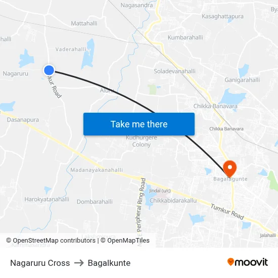Nagaruru Cross to Bagalkunte map
