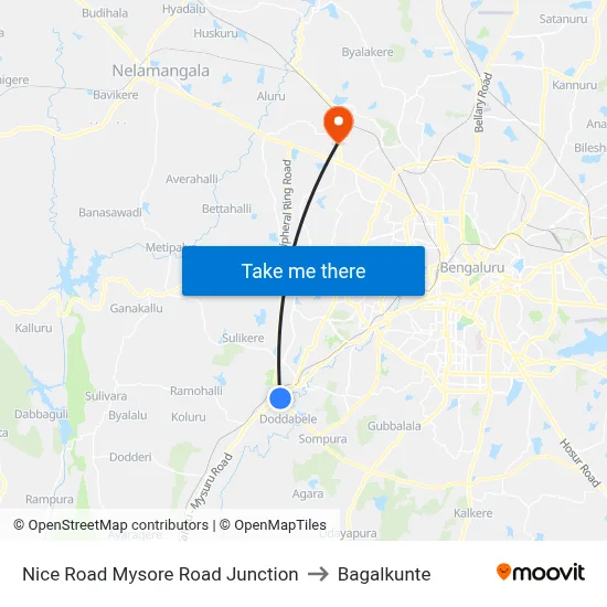 Nice Road Mysore Road Junction to Bagalkunte map