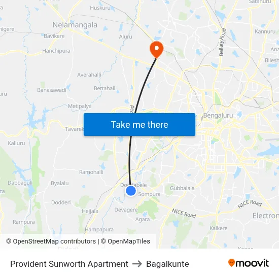Provident Sunworth Apartment to Bagalkunte map