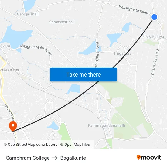 Sambhram College to Bagalkunte map