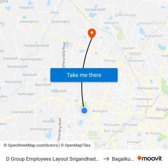 D Group Employees Layout Srigandhada Kaval to Bagalkunte map