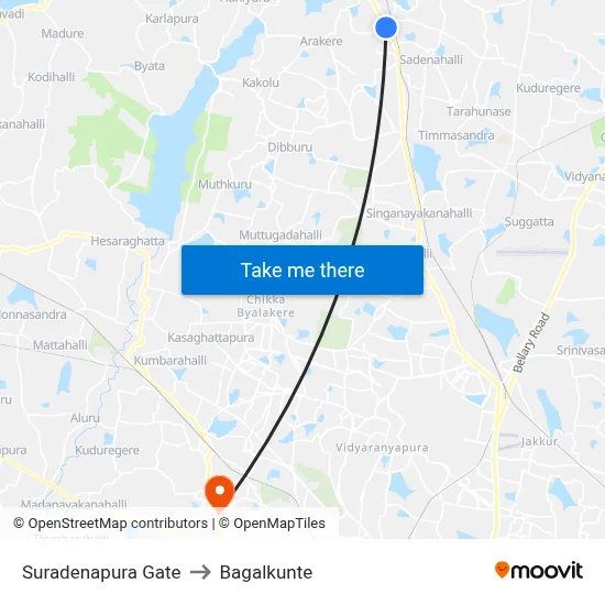 Suradenapura Gate to Bagalkunte map
