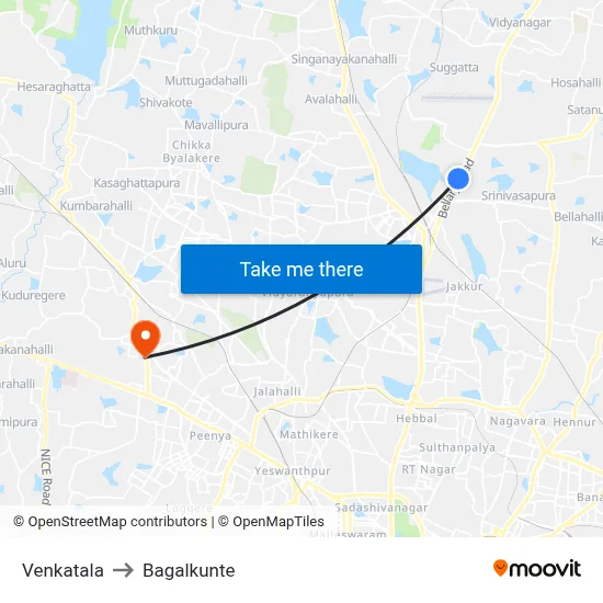 Venkatala to Bagalkunte map