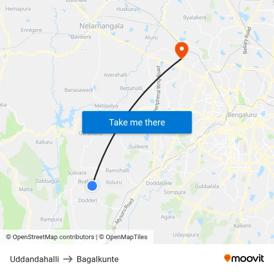 Uddandahalli to Bagalkunte map