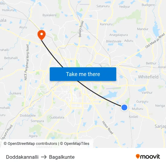Doddakannalli to Bagalkunte map