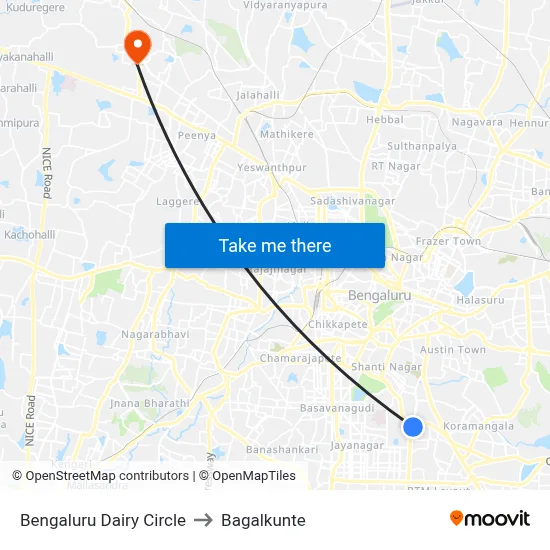 Bengaluru Dairy Circle to Bagalkunte map