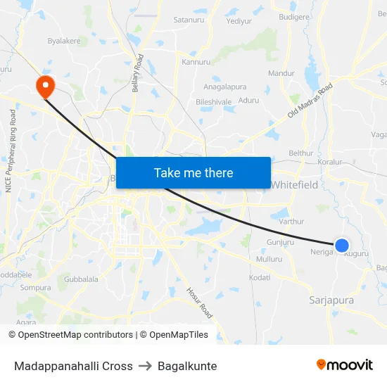 Madappanahalli Cross to Bagalkunte map