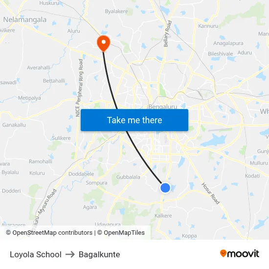 Loyola School to Bagalkunte map