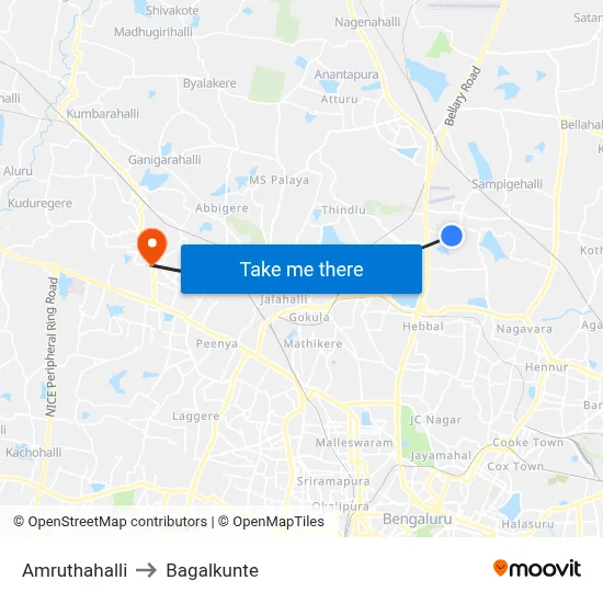 Amruthahalli to Bagalkunte map