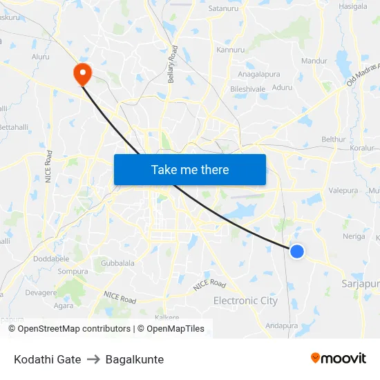 Kodathi Gate to Bagalkunte map