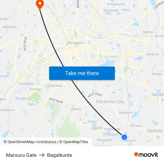 Marsuru Gate to Bagalkunte map