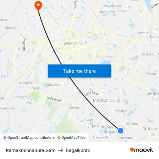 Ramakrishnapura Gate to Bagalkunte map