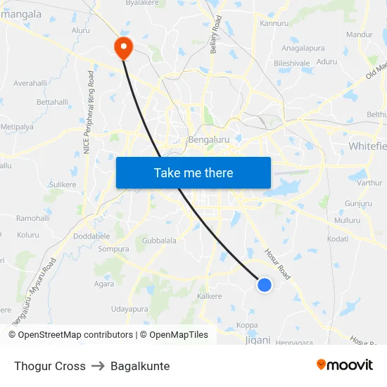 Thogur Cross to Bagalkunte map
