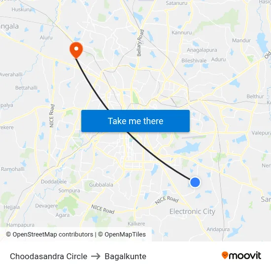 Choodasandra Circle to Bagalkunte map
