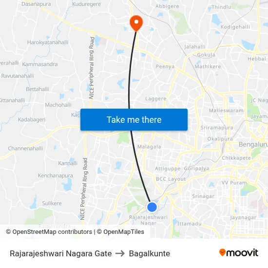 Rajarajeshwari Nagara Gate to Bagalkunte map
