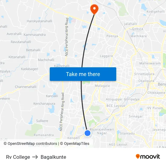 Rv College to Bagalkunte map