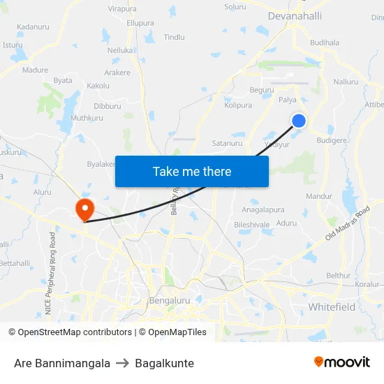 Are Bannimangala to Bagalkunte map