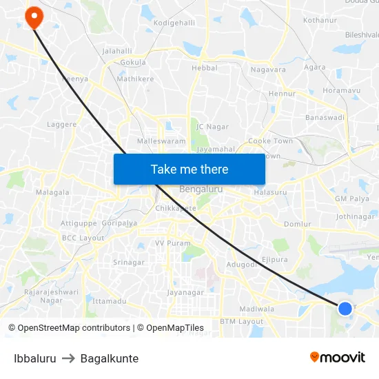 Ibbaluru to Bagalkunte map