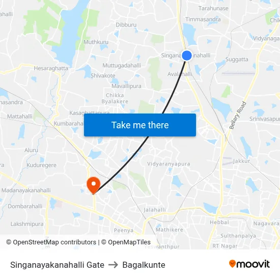 Singanayakanahalli Gate to Bagalkunte map