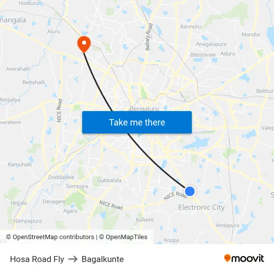 Hosa Road Fly to Bagalkunte map