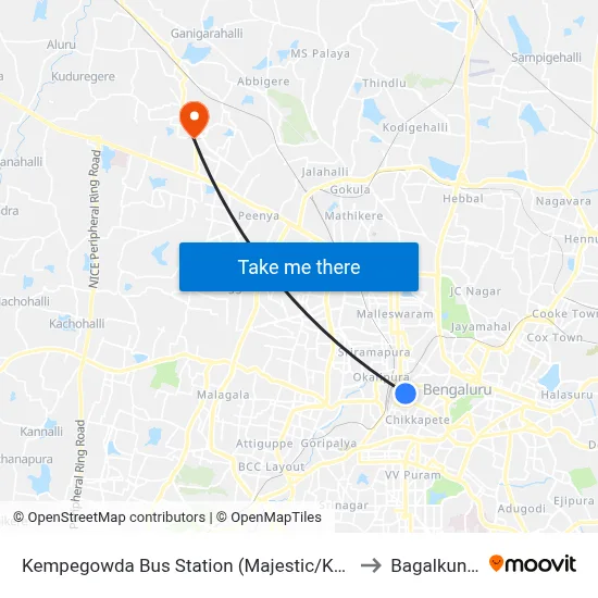 Kempegowda Bus Station (Majestic/Kbs) to Bagalkunte map