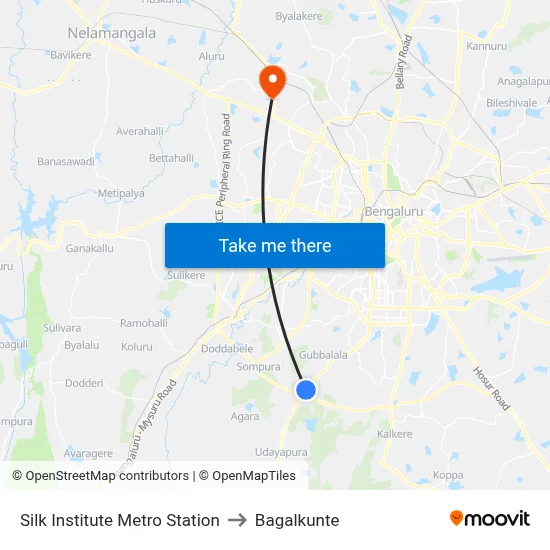 Silk Institute Metro Station to Bagalkunte map