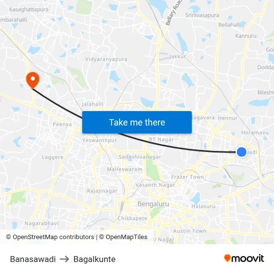 Banasawadi to Bagalkunte map