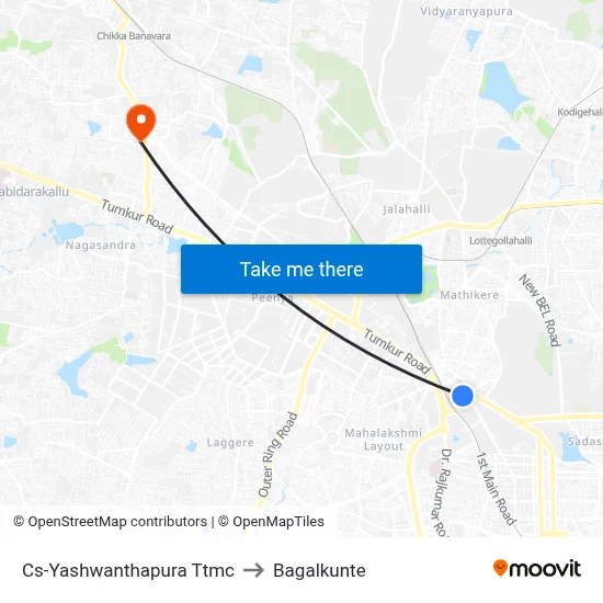 Cs-Yashwanthapura Ttmc to Bagalkunte map