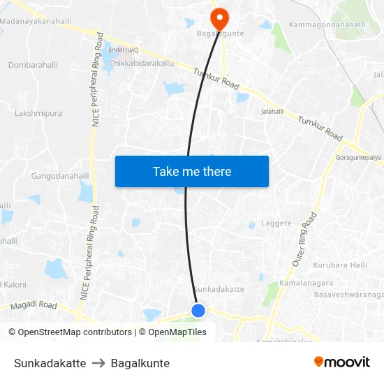 Sunkadakatte to Bagalkunte map