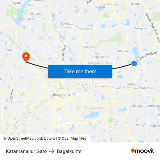 Katamanallur Gate to Bagalkunte map